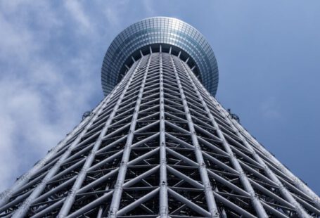 Solar Mounting Structure - grey tower with round top under grey cloudy sky